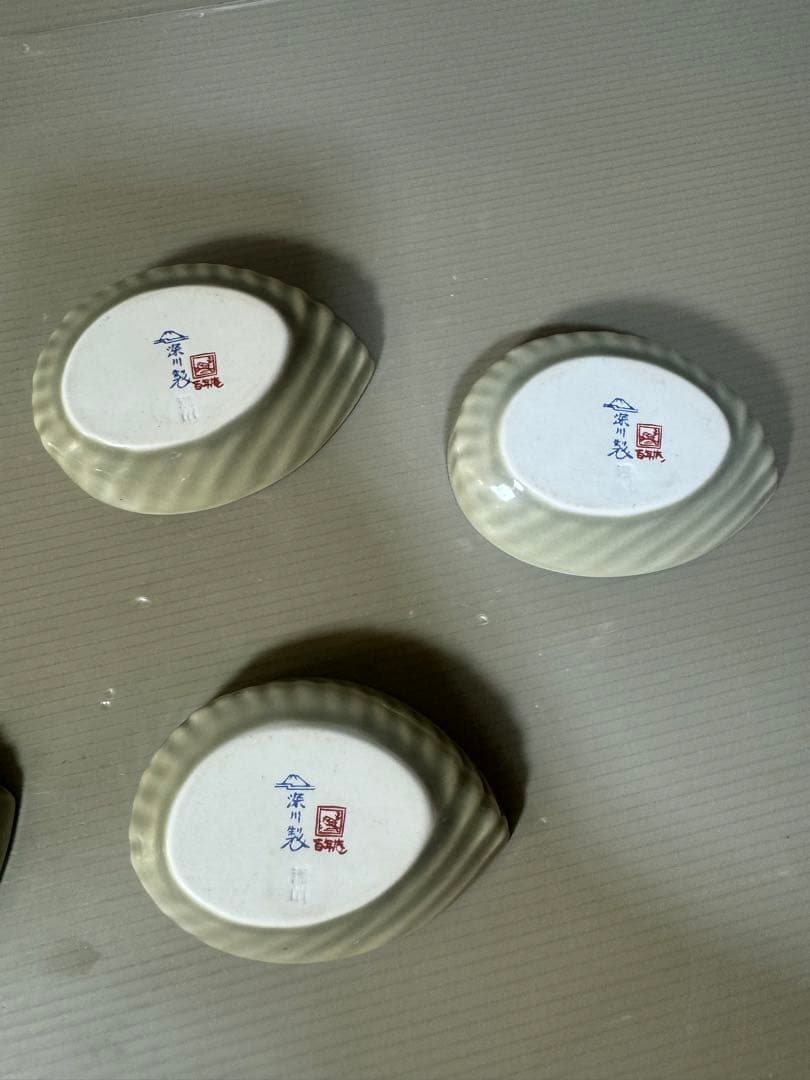 2427 希少　深川製磁　百年庵　茶灰釉　小皿　5客