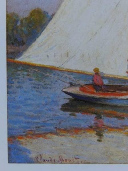 クロード・モネ、【アルジャントゥイユの小舟】、希少画集画、新品高級額