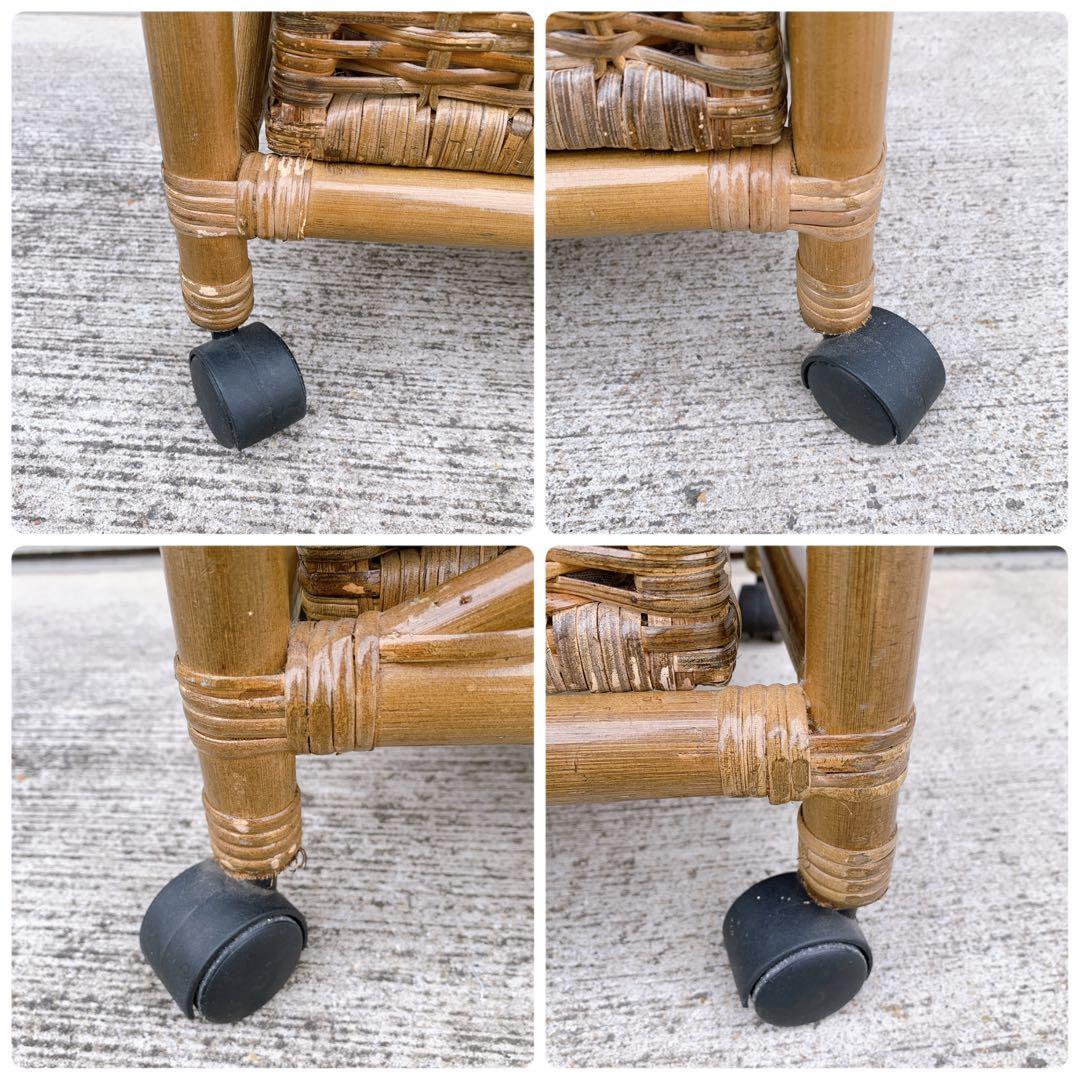 【送料込】ラタン 籐 ヴィンテージ収納 5段チェスト キャスター付 アンティーク