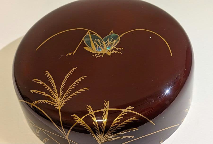 『鈴虫蒔絵』大棗　溜　吉田祥雲　漆器 茶道具 棗 秋　京塗師