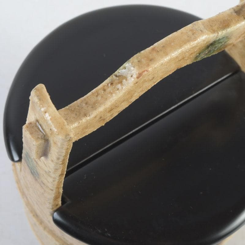 茶道具　瀬戸焼　黄瀬戸　加藤連瓶造　手桶茶入　共箱　V　9684