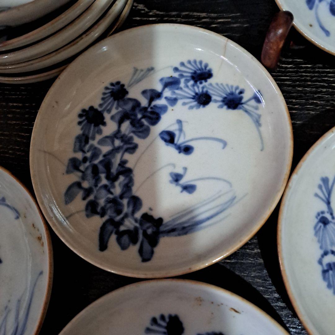 お値下げ中　　中国古玩　清時代　呉須染付青磁　　小皿　10客