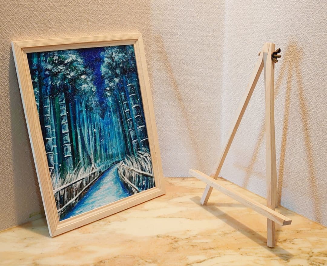 油絵 絵画 【冬の竹林】