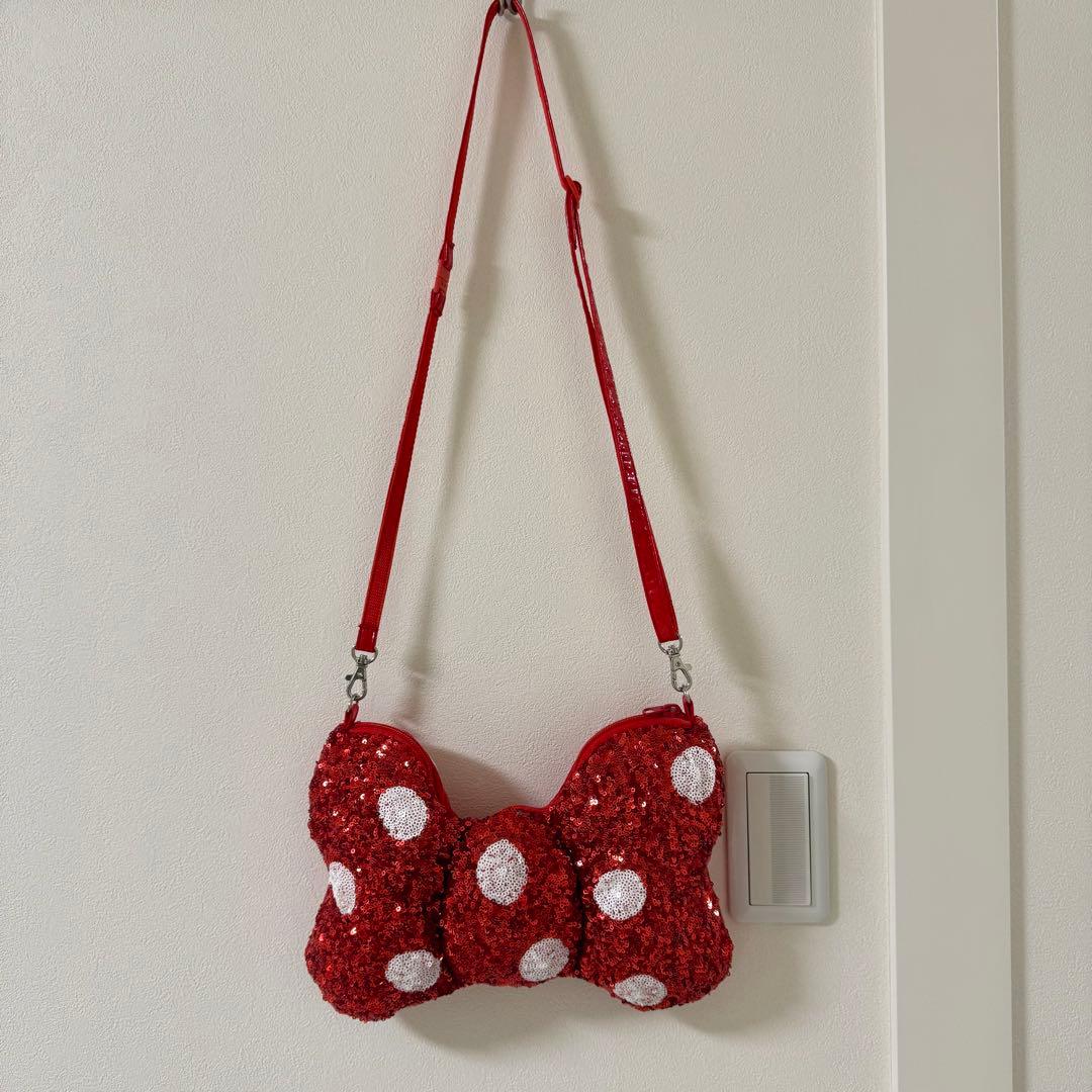 ディズニー ミニー リボン スパンコール ショルダーバッグ