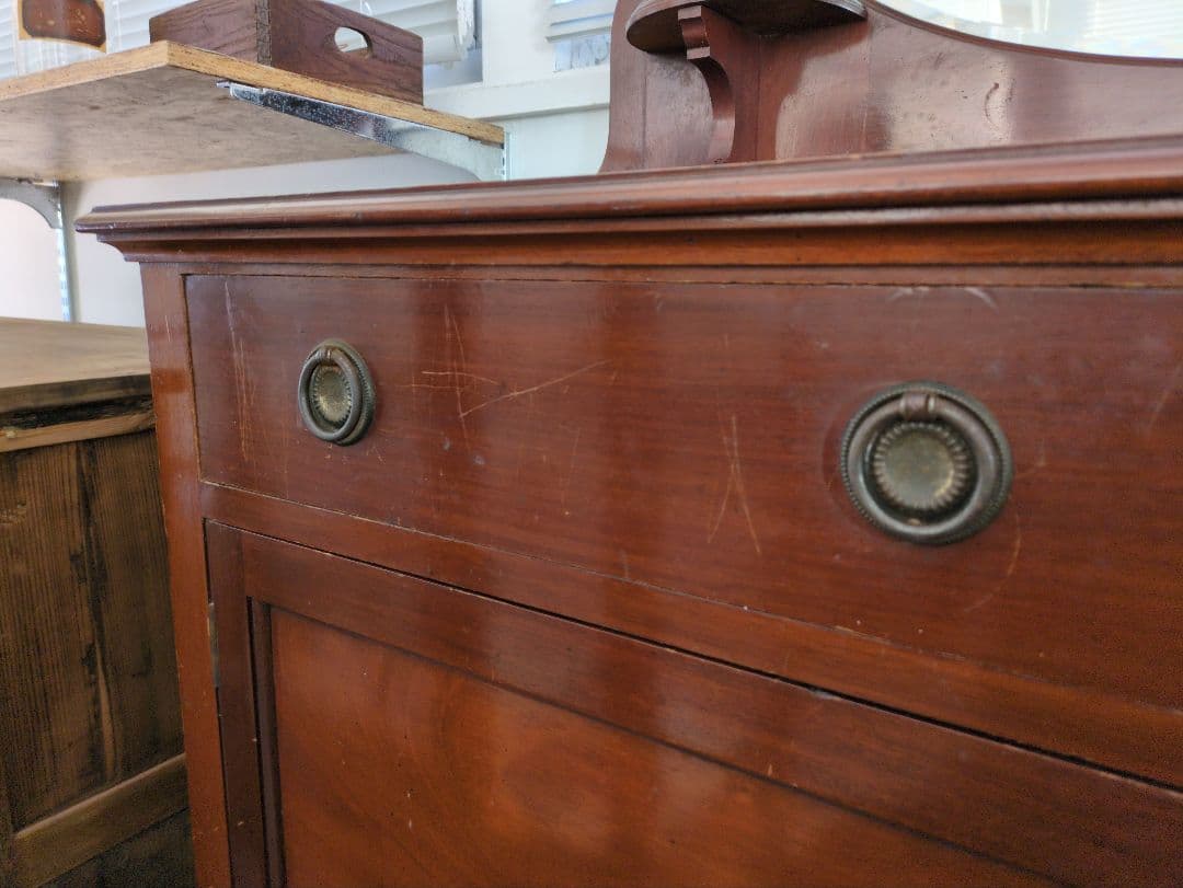 イギリスアンティーク ドレッサー シェルフ 鏡台 猫足