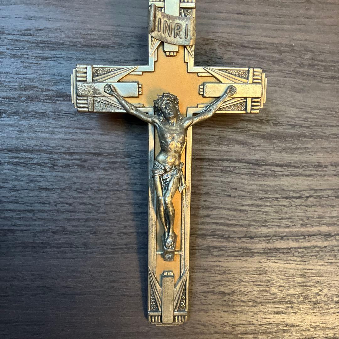 キリスト磔刑壁掛け　フランスアンティーク　アールデコ様式　十字架像　クリスマス