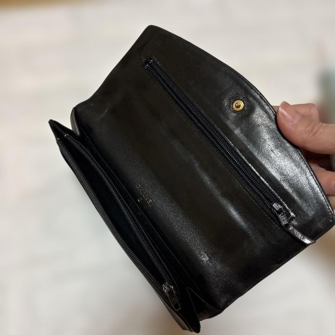 CHANEL シャネル　ラムスキン　ブラックレザー財布