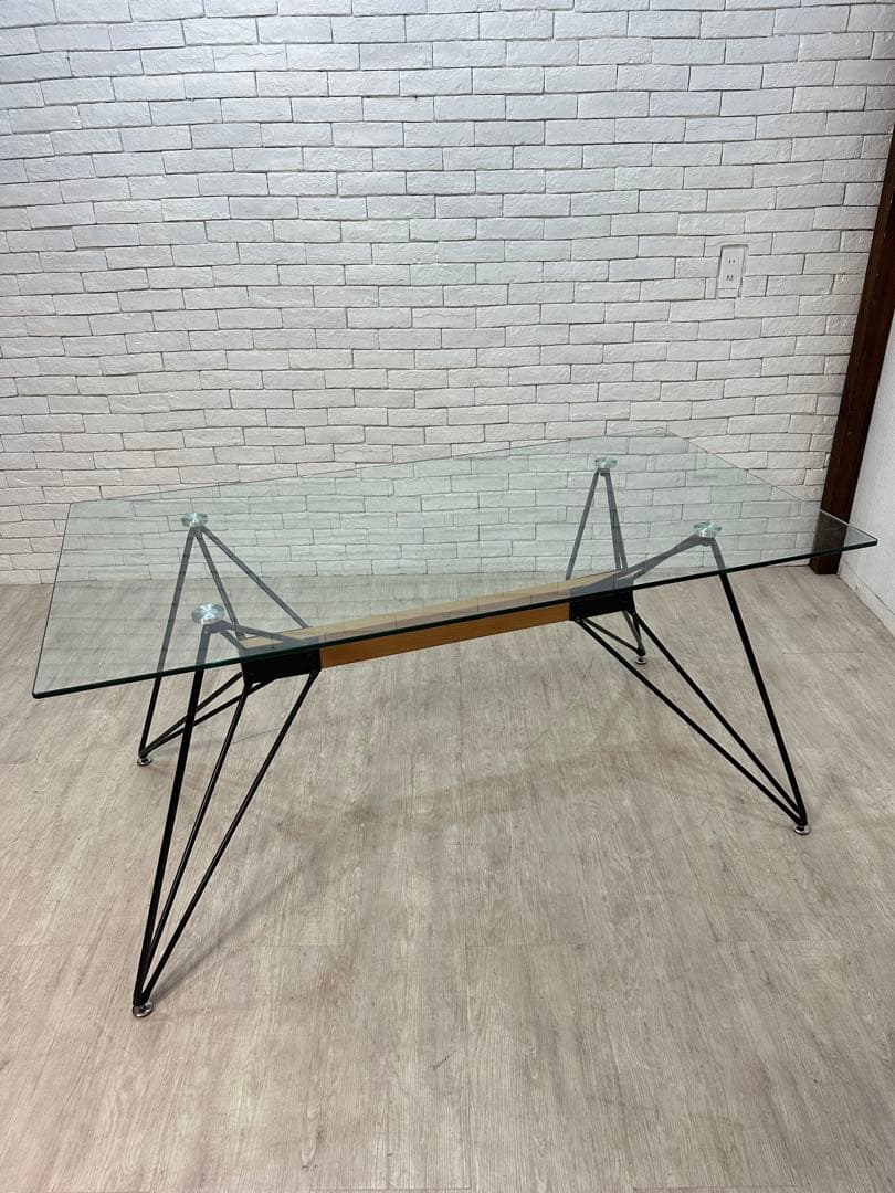 【東京都23区配送無料】デザイナーズ　ガラス　ダイニングテーブル　リビング　格安