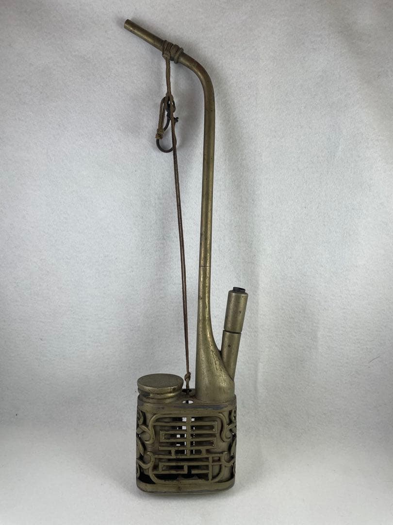 中国美術 古銅製 福寿文彫 唐物 唐銅 清朝期 時代物 高34cm