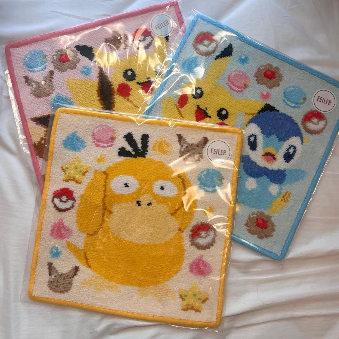 【新品未使用】　フェイラー　ピカチュウ ポッチャマ イーブイ コダック　ハンカチ