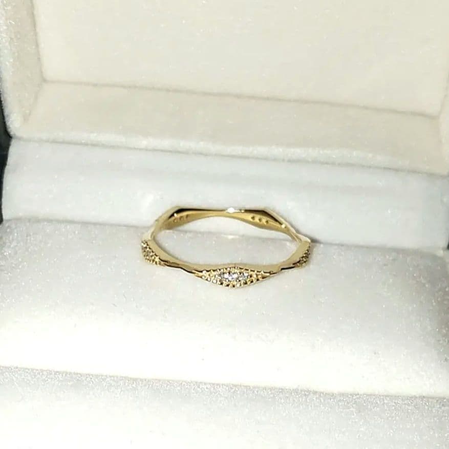 ete 完売品 リアンリング K10YG フルエタニティ ダイヤ0.09 13号