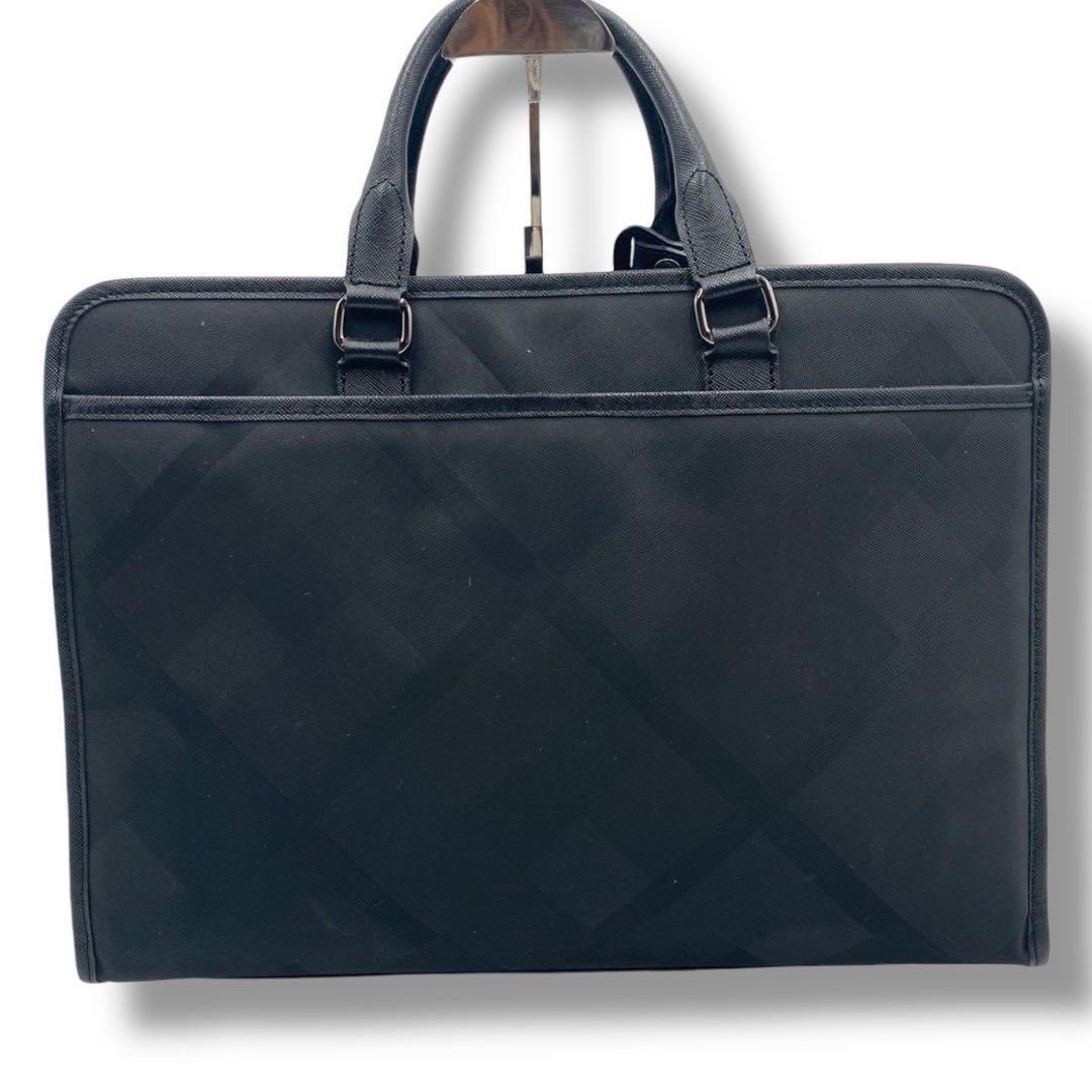 ブラックレーベルクレストブリッジ　ビジネスバッグ　ノバチェック　レザー　黒