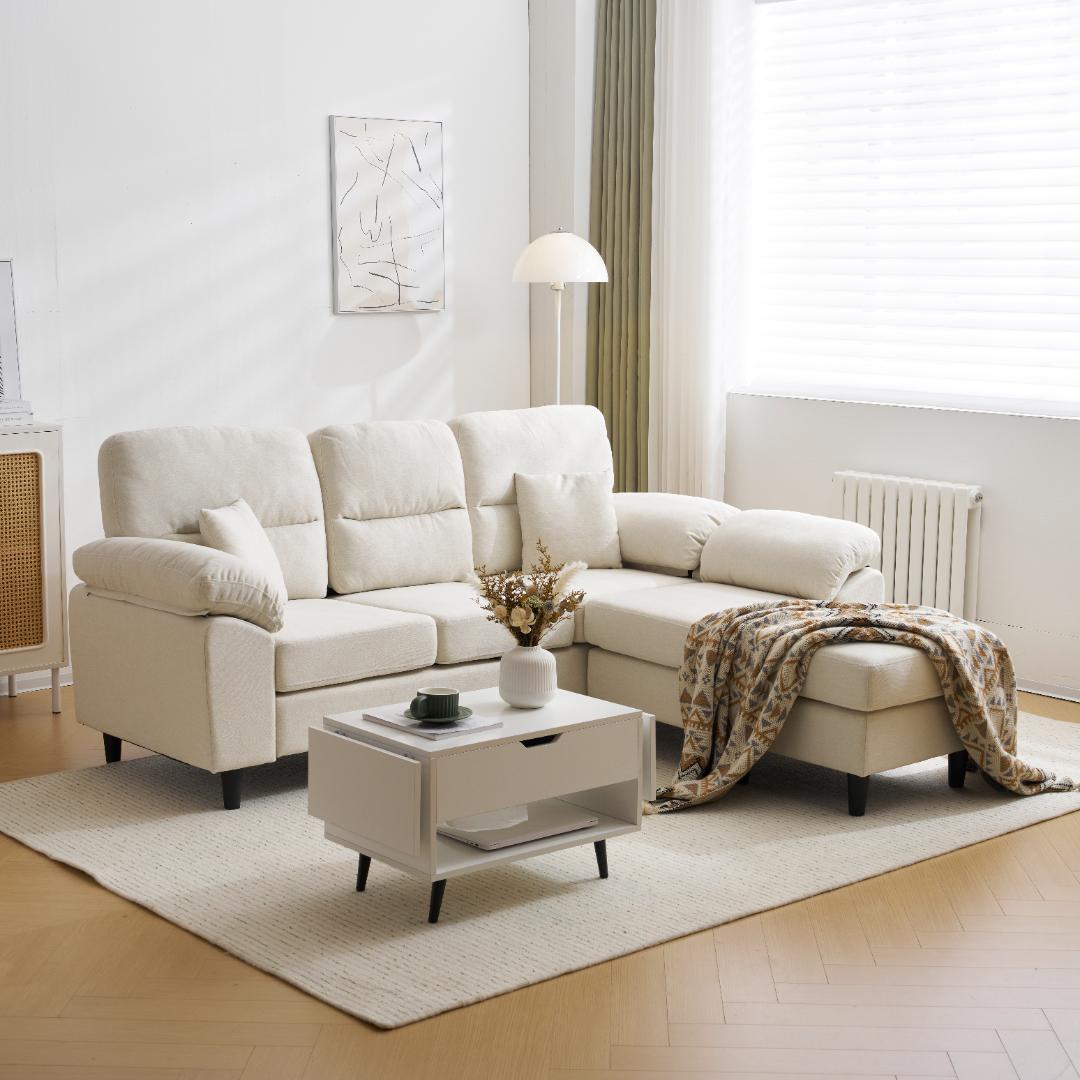 超人気✨2-5人掛けソファーセットコーナーL字 クッション付きWHITE