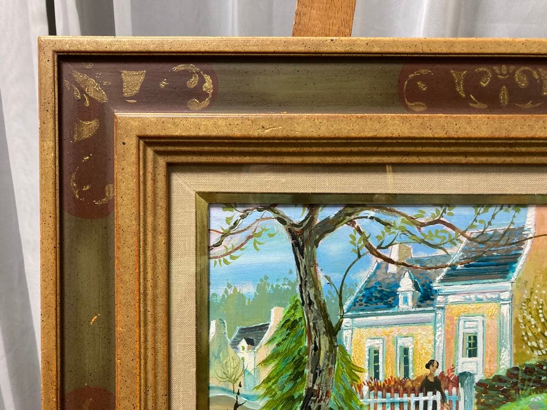 油彩 油絵 フランス風景【J.M. Hubert】 箱あり F5号