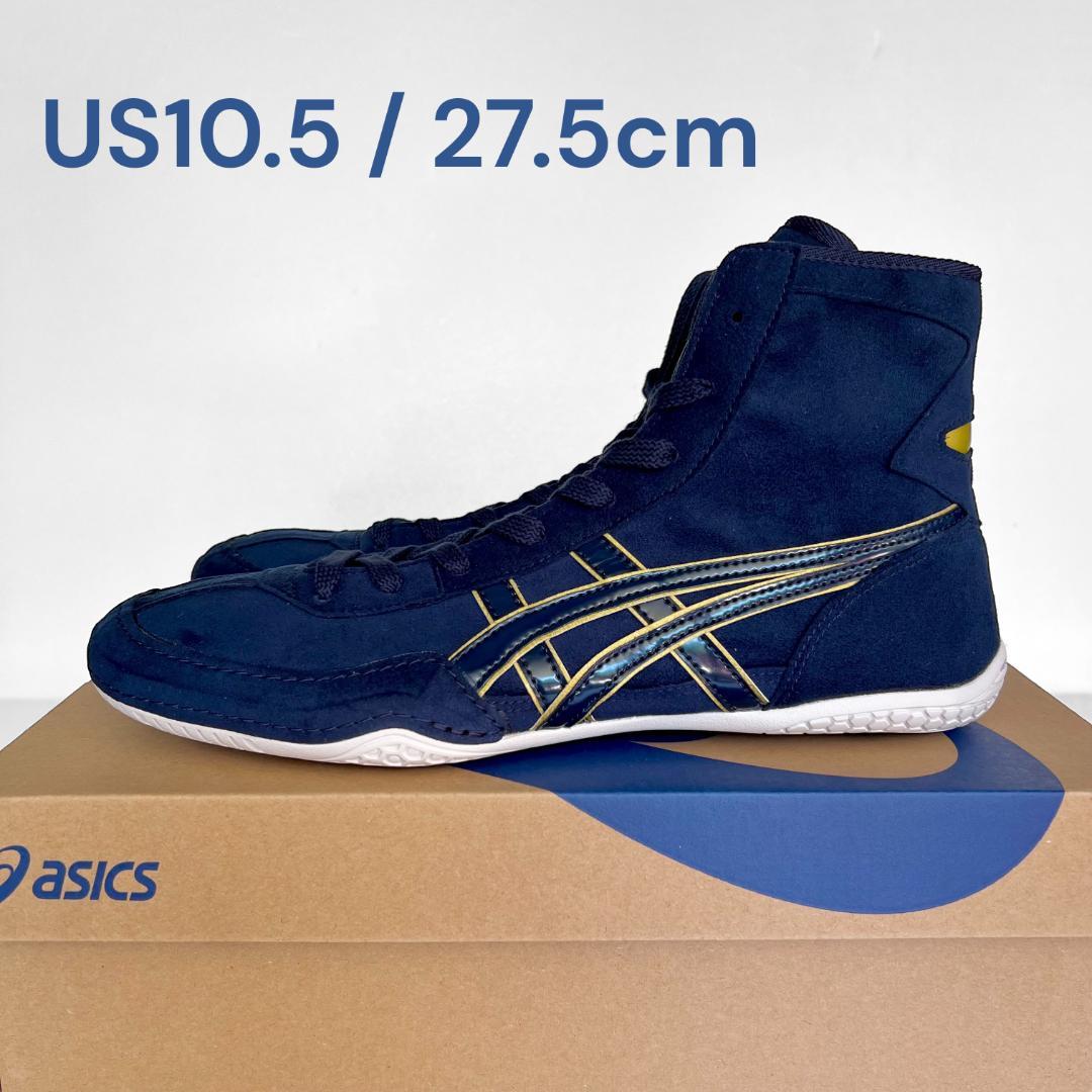 asics レスリングシューズ 1083A001 ネイビーxゴールド27.5cm