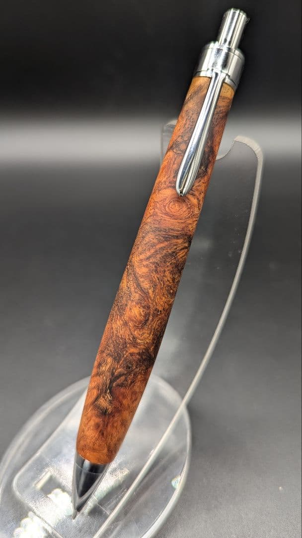 262ペン工房翌檜　花梨　紅白　源平　瘤杢　木軸シャーペン　木軸ボールペン