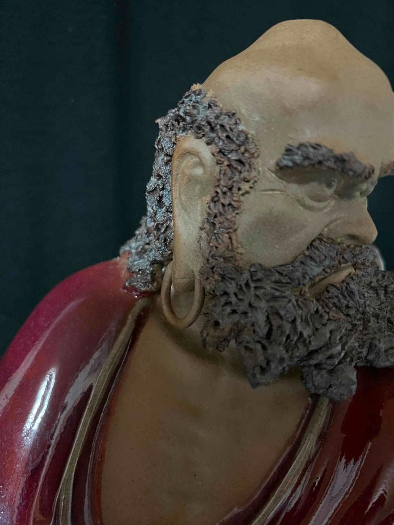 清时代 鈞窯　紫紅釉鈞窯達摩　窯変釉　辰砂　唐物　古賞物(B-101)