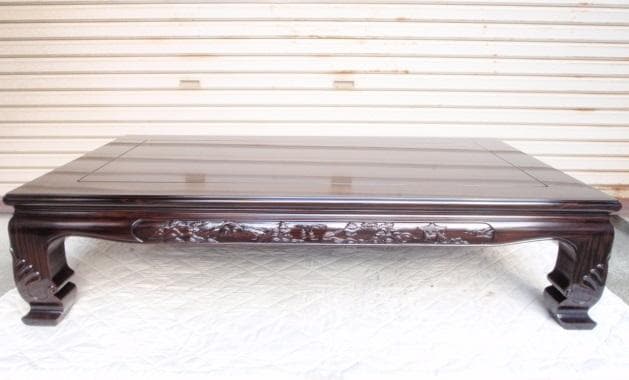 新品！半額以下！！黒檀 無垢 5尺(150巾)座敷机 太脚 座卓 検/花梨 欅