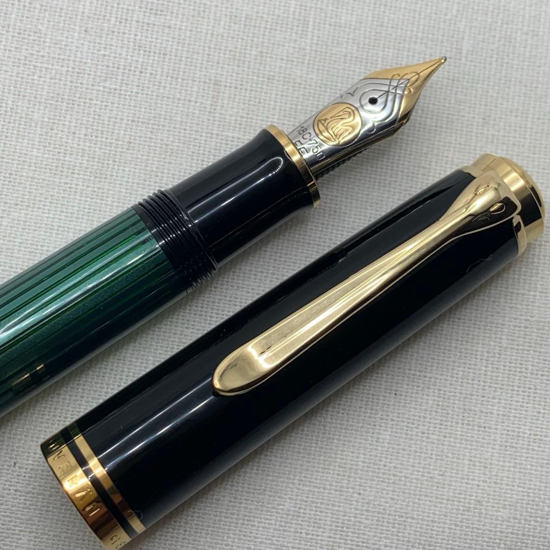 ペリカン　スーベレーンM800万年筆 18C EF グリーンストライプ