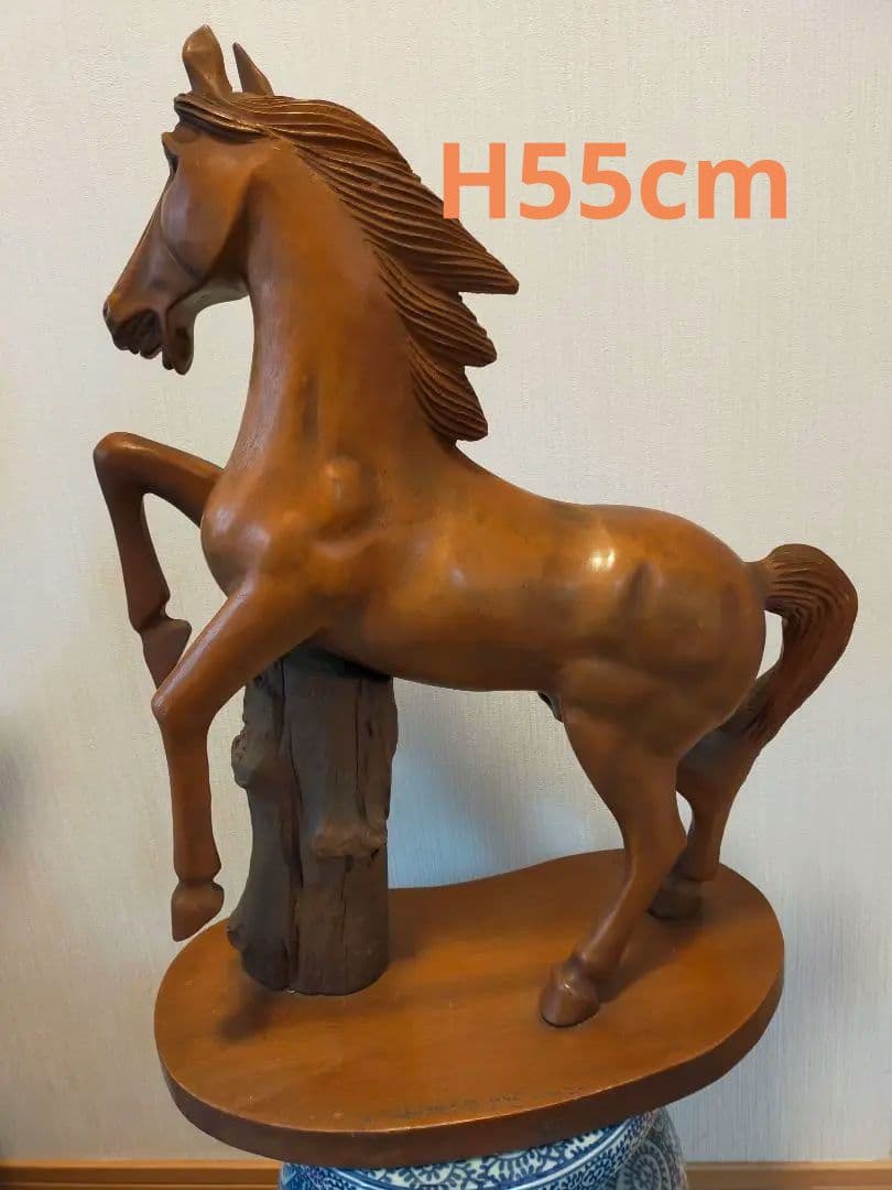 セール中! ❗馬の木彫り　大型　干支　開運縁起物　アンティーク　約55cm