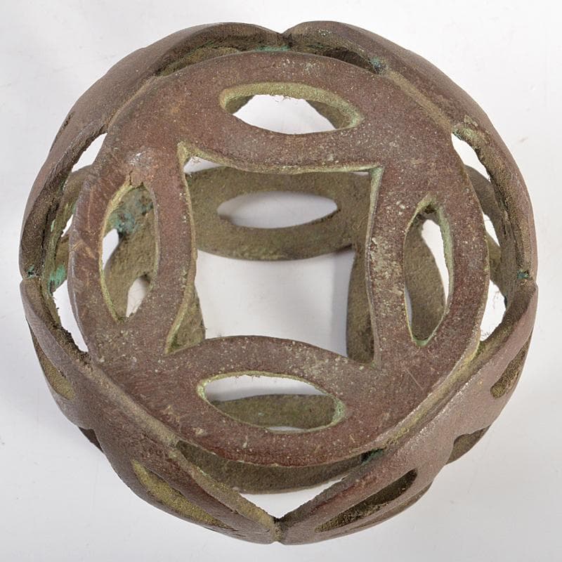 茶道具　釜師　高木治良兵衛作　唐銅　輪透蓋置　共箱　C　R6649