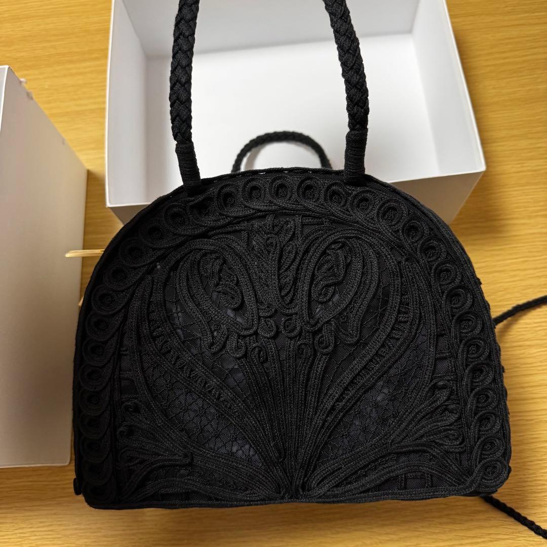 マメクロゴウチ mame kurogouchi コード刺繍バッグ 黒　black