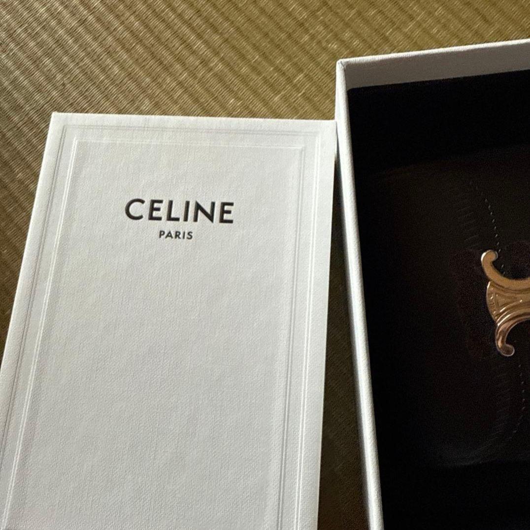 CELINE トリオンフ 三つ折り財布 ブラックシルバー