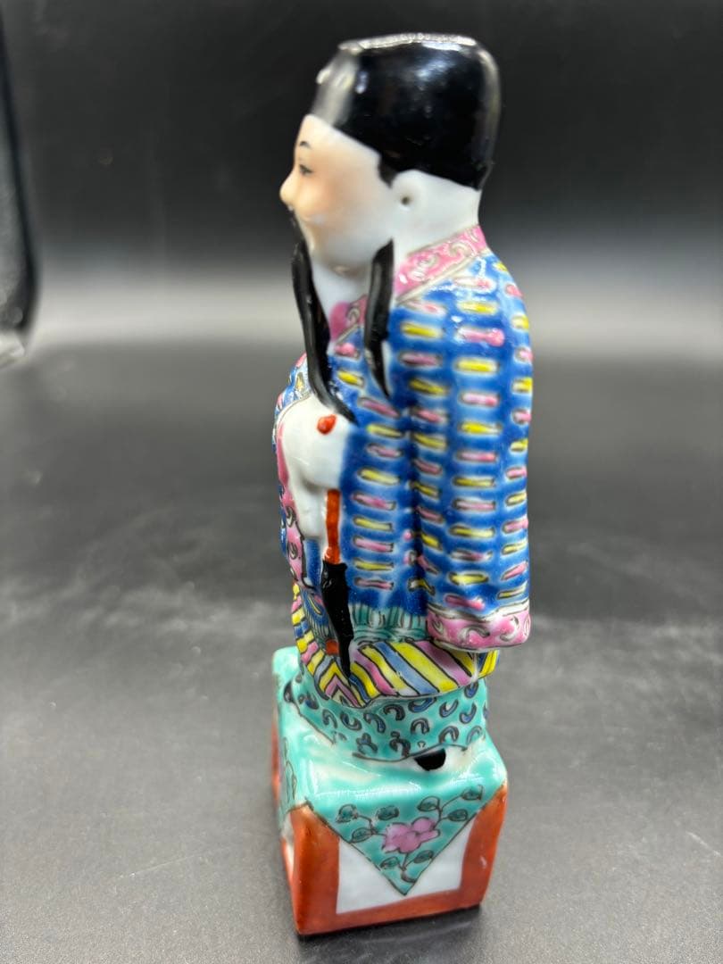 中国美術 古玩 色絵陶人形 陶器人形 高さ約17cm 置物 オブジェ 古董品