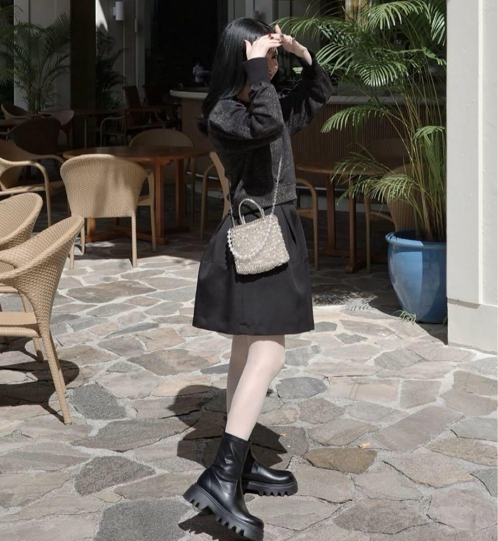 トレフルプラスワン TREFLE+1タックショートパンツ ブラック 01