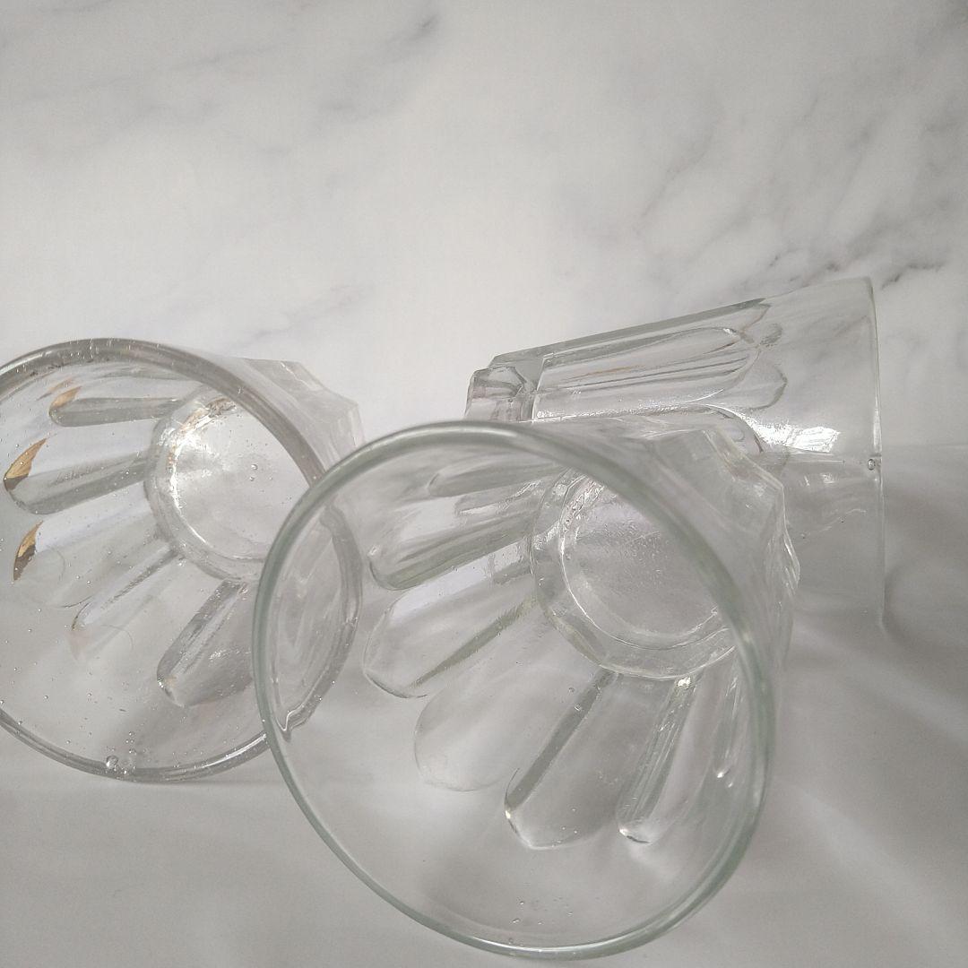 【貴重】大正　昭和　レトロ　剣先コップ　剣先グラス　気泡　3点セット　レア