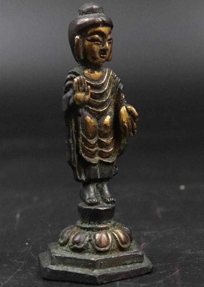 ◆金銅釈迦如来立像 新羅仏 仏像◆検）天平仏 飛鳥仏 高麗仏 百済仏 空海