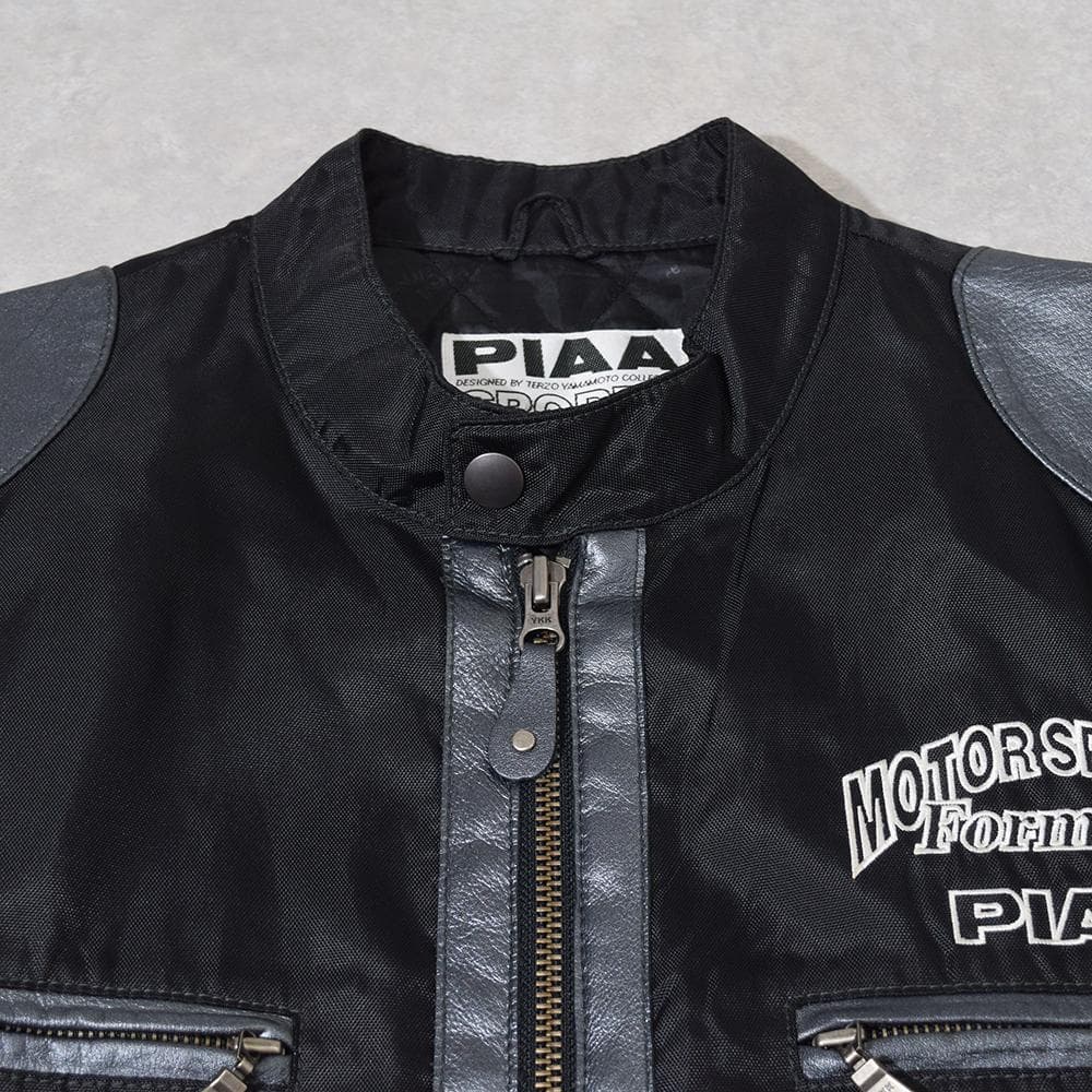当時物 80s PIAA 中嶋悟 F1 刺繍 レザー レーシングジャケット 黒