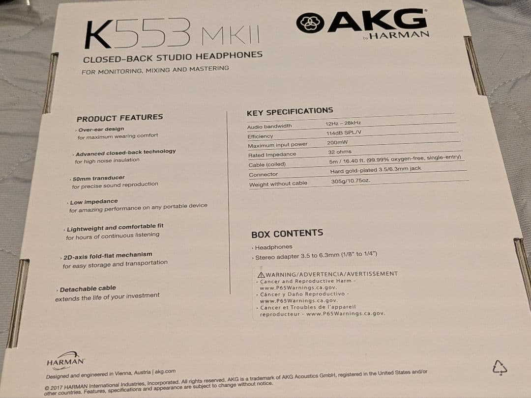 中古美品 AKG AKG K553 MKII ヘッドフォン