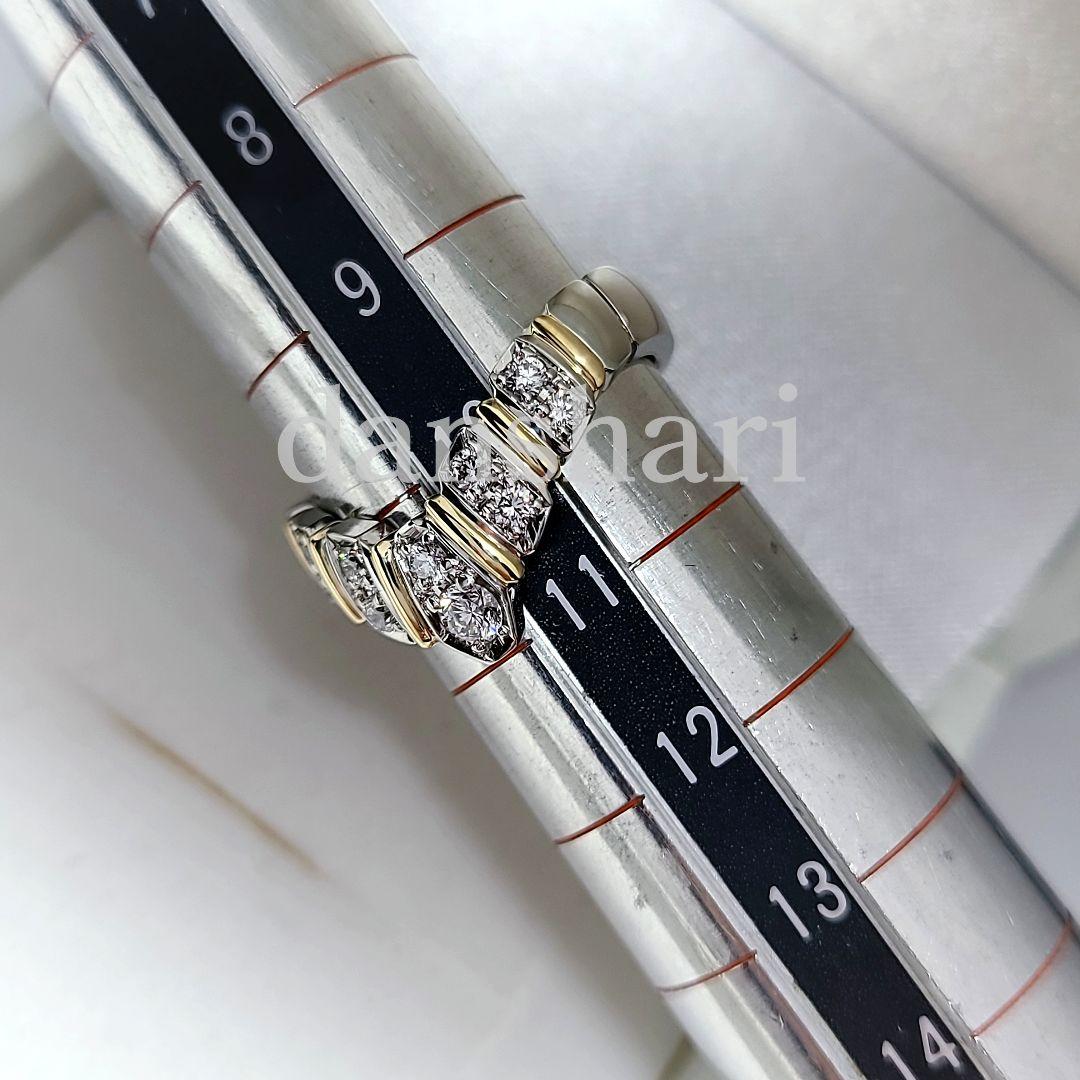 新品同様/Ｐt900 K18/アンブローズ V字 /高級ダイヤモンドリング