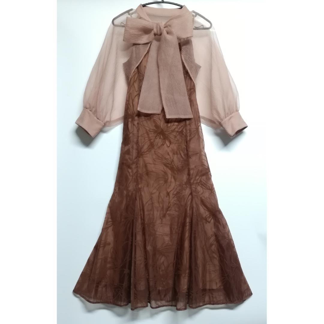 M カナ kana ボウタイボレロセットドレス ブラウン 結婚式 オケージョン