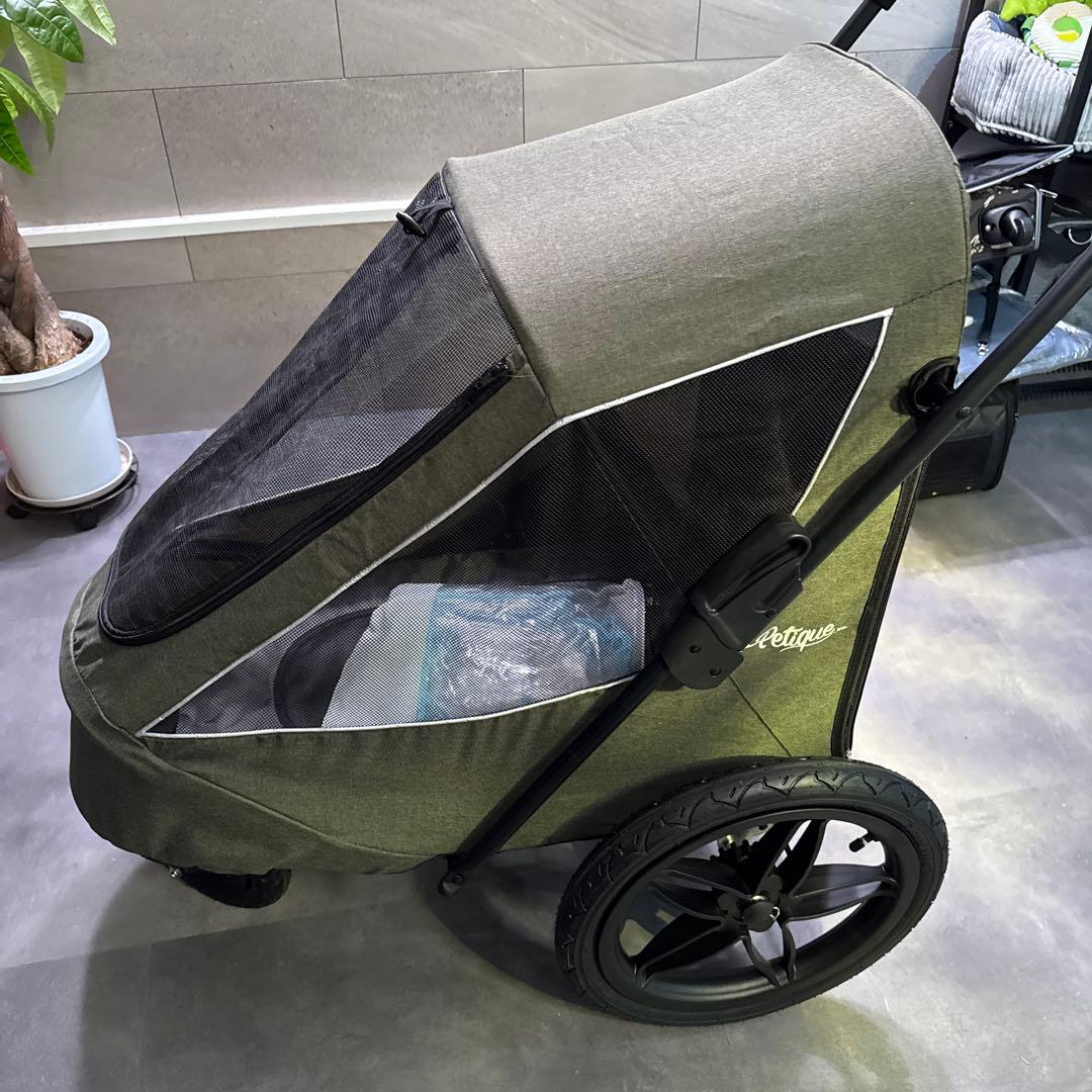 Petique ペティークブリーズジョガー メッシュ窓付きペットカート グリーン