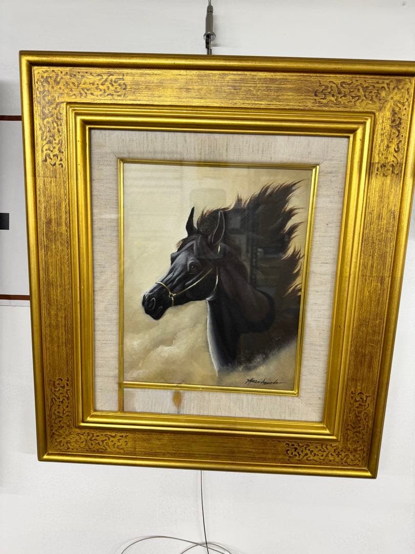 馬の油彩画 金縁付き　新品未使用　F3号