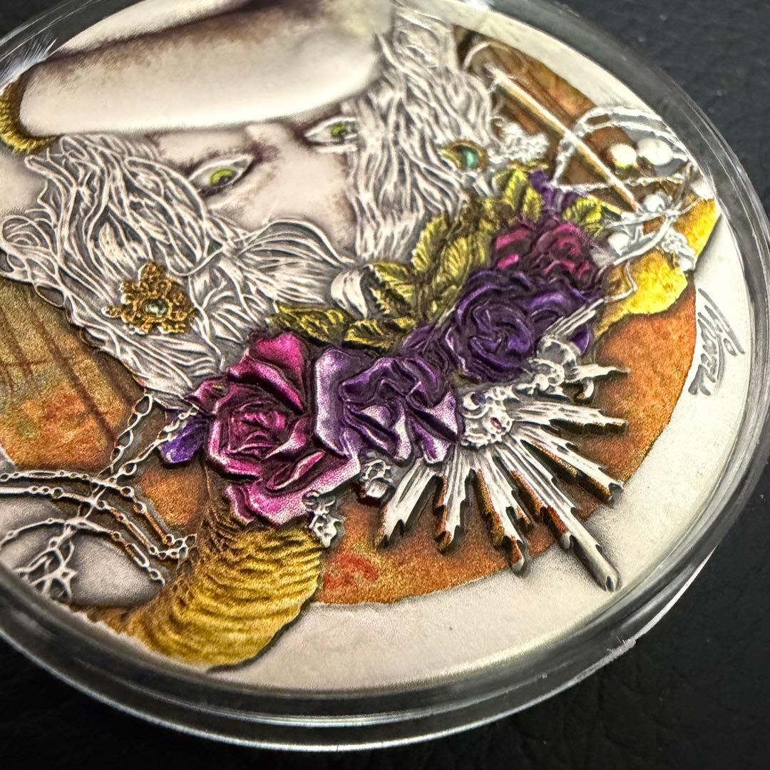 銀貨 ダークビューティーズ ファウナ カラー 超古風仕上げ 大型レリーフ 純銀