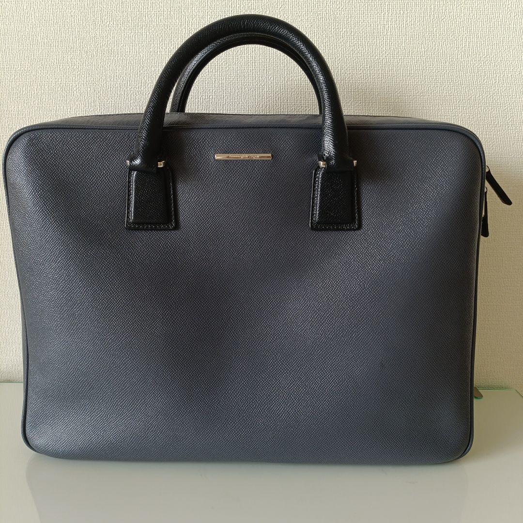 美品 ゼニア ビジネスバッグ グレー