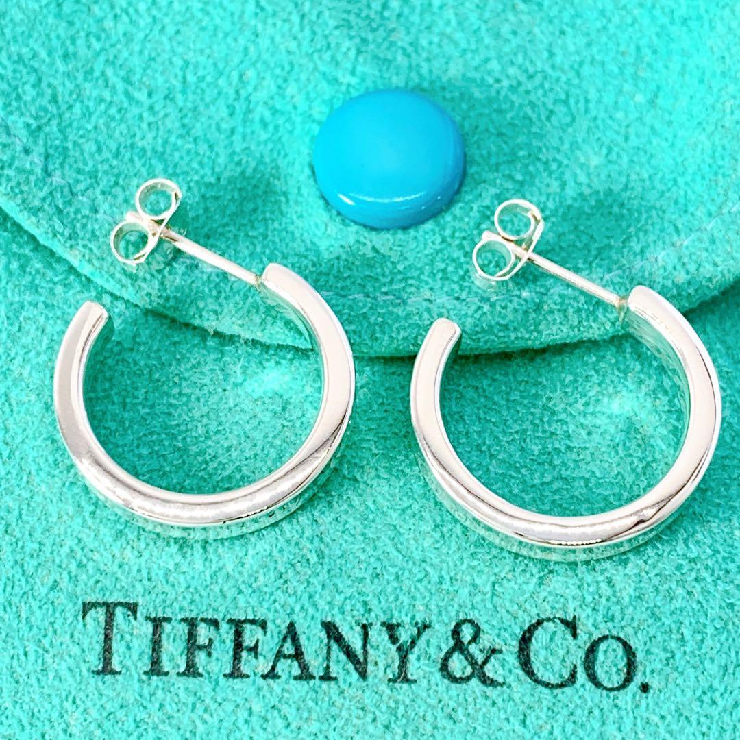 美品 ティファニー 1837 ナロー フープ ピアス キャッチ社外品 シルバー
