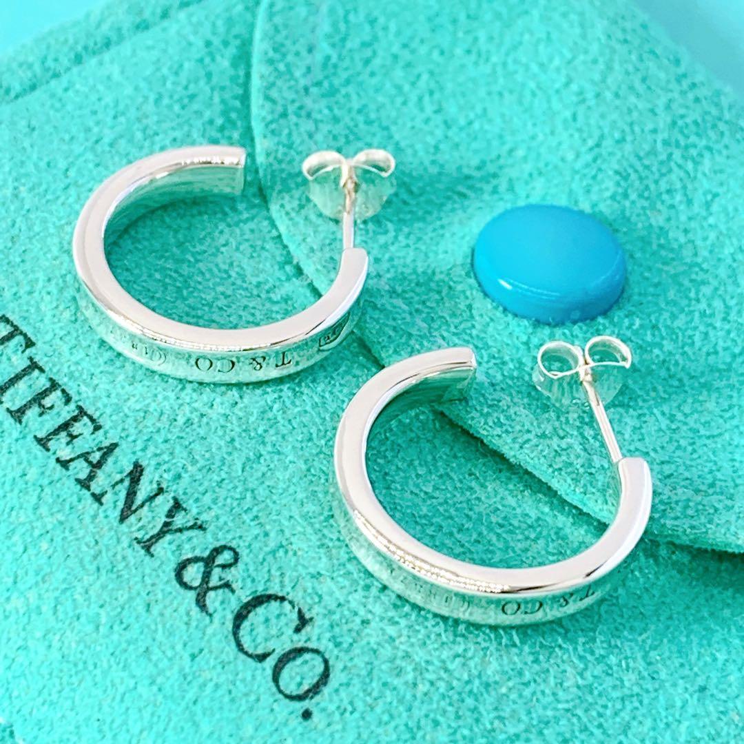 美品 ティファニー 1837 ナロー フープ ピアス キャッチ社外品 シルバー