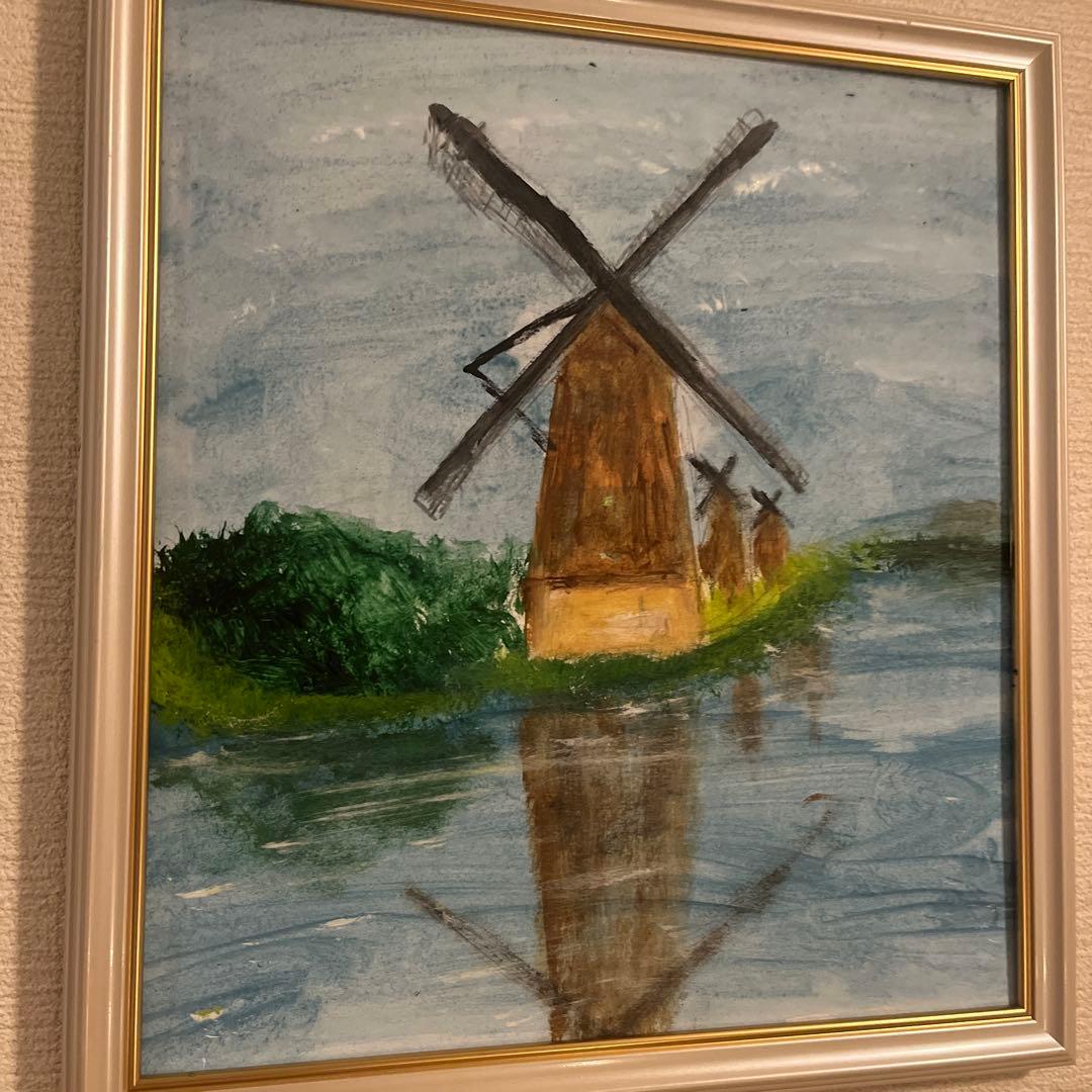 風車の水彩画27cm24cm