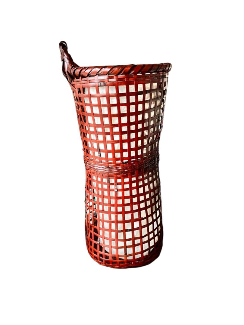 竹花籠　京都の竹工房制作　創作籠花入れ