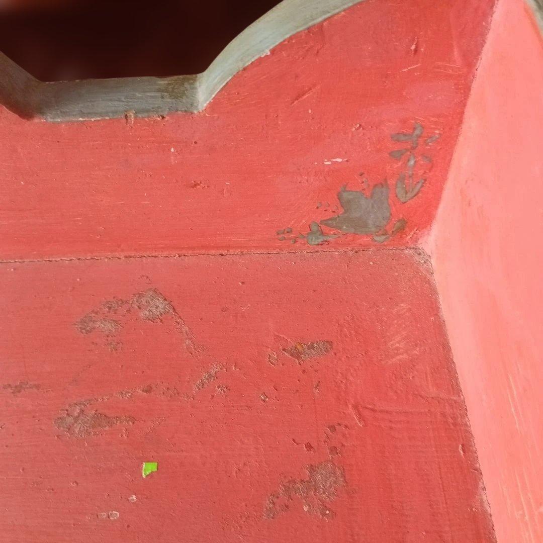 4437）アンティーク　ライティングデスク・サイドテーブル　小鳥草花ペイント