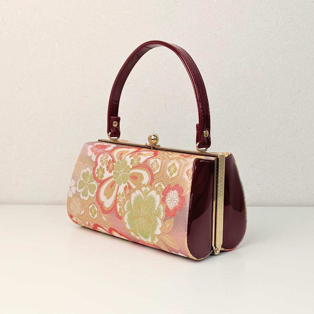 和装 草履バッグセット 振袖用 帯地 赤 エンジ フリーサイズ w5-1