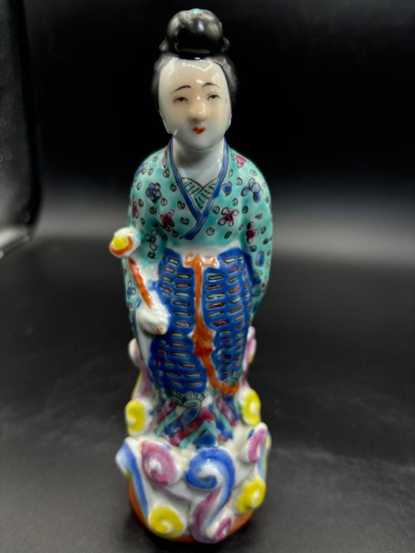 中国美術 古玩 色絵陶人形 陶器人形 高さ約20cm 置物 オブジェ 古董品