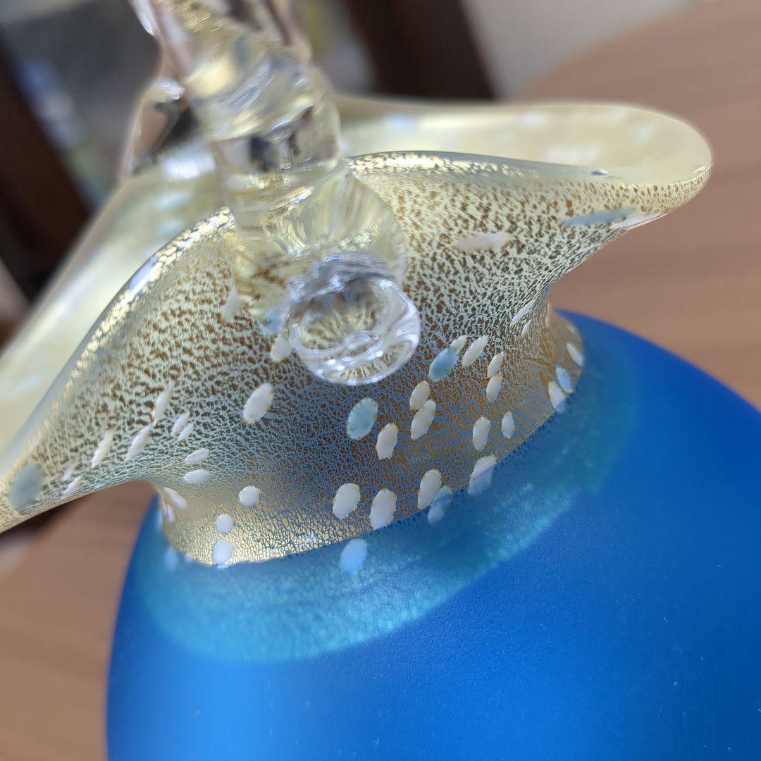 黒木国昭　ガラスアート　 金彩象嵌手付花瓶