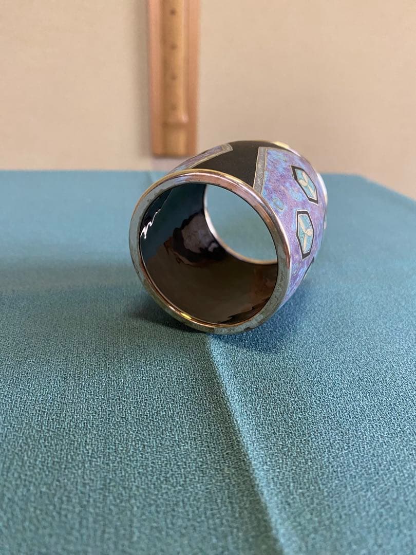 茶道具/蓋置 『亀甲文 いにしえ』泥釉七宝作家 上沼緋佐子