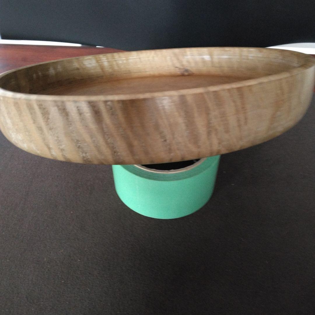 丸盆　くり抜き木工品　無垢材