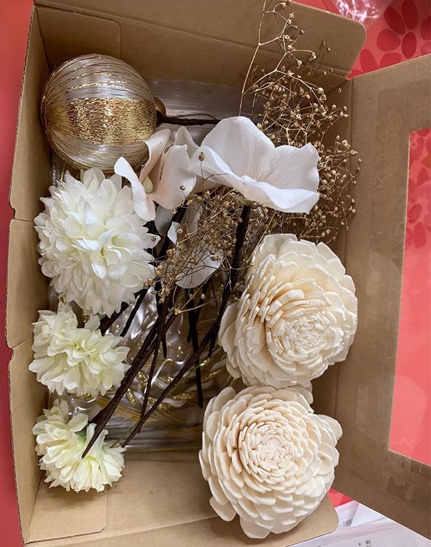 ピンク ホワイト 白 花柄 和装用バッグ、草履、髪飾りセット